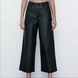 Zara Women’s High Waisted Faux Leather Culottes